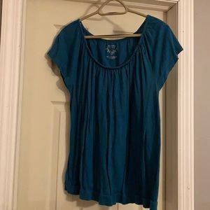 Blue, neckline beaded shirt